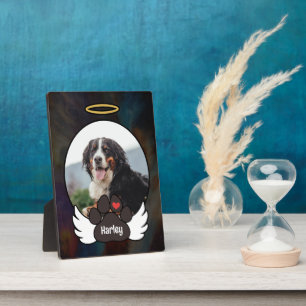 Angel Wings Paw Name-Hund-Memorial für Schwarzes F Fotoplatte