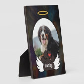 Angel Wings Paw Name-Hund-Memorial für Schwarzes F Fotoplatte (Seite)