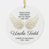 Angel Wings Personalisiert Oncle Memorial Keepake Keramik Ornament (Vorne)