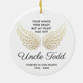Angel Wings Personalisiert Oncle Memorial Keepake Keramik Ornament (Hinten)