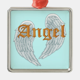 Angel Wings Quadratzoll Silbernes Ornament