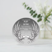 Angel Wings & Ribbon Banner Einladung zur Hochzeit (Stehend Vorderseite)