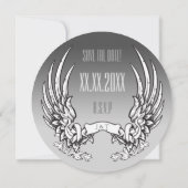 Angel Wings & Ribbon Banner Einladung zur Hochzeit (Rückseite)