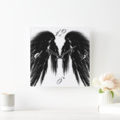 ANGEL WINGS SCHWARZ-WEISS QUADRATISCHE WANDUHR (Zuhause)