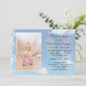 Angel Wings Sky Celebration of Life Foto Memory Einladung (Stehend Vorderseite)