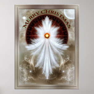 Angel Wings Snowflake Frohe Weihnachten Poster