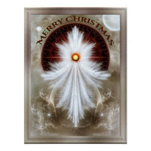 Angel Wings Snowflake Frohe Weihnachten Poster