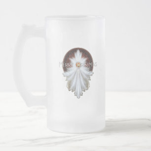 Angel Wings Snowflake Frohe Weihnachten TW ISO Mattglas Bierglas