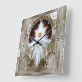 Angel Wings Snowflake Merry Christmas Quadratische Wanduhr (Winkel)