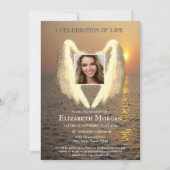Angel Wings Sunset Foto Feier des Lebens Einladung (Vorderseite)