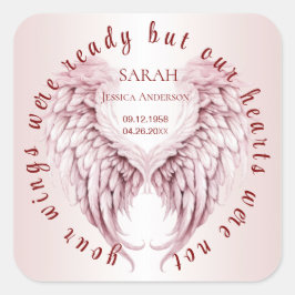 Angel Wings trauert nach einem geliebten Menschen  Quadratischer Aufkleber