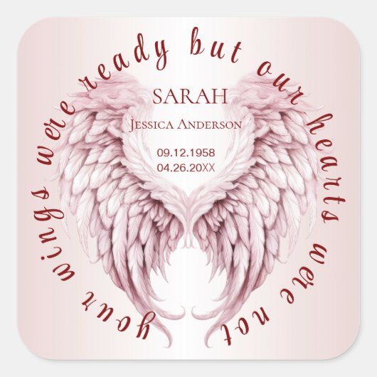 Angel Wings trauert nach einem geliebten Menschen  Quadratischer Aufkleber (Vorderseite)