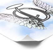 Angel Wings und Halo Monogram Letter D Fotodruck (Ecke)