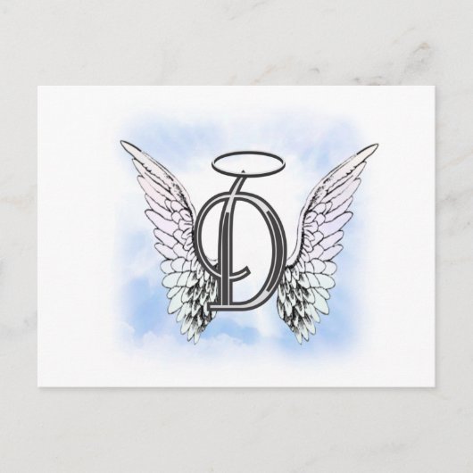 Angel Wings und Halo Monogram Letter D Postkarte (Vorderseite)