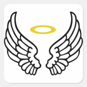 Angel Wings und Halo Quadratischer Aufkleber