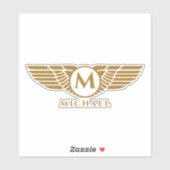 Angel Wings Vintag Golden Name Initial Monogram Aufkleber (Blatt)