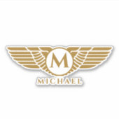 Angel Wings Vintag Golden Name Initial Monogram Aufkleber (Vorderseite)