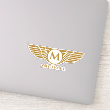Angel Wings Vintag Golden Name Initial Monogram