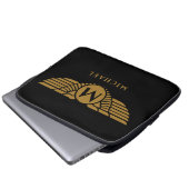 Angel Wings Vintag Golden Name Initial Monogram Laptopschutzhülle (Vorne Knopf)