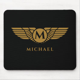 Angel Wings Vintag Golden Name Initial Monogram Mousepad