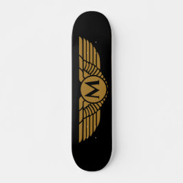 Angel Wings Vintag Golden Name Initial Monogram Skateboard