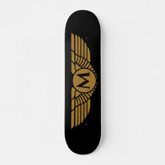 Angel Wings Vintag Golden Name Initial Monogram Skateboard (Vorne)