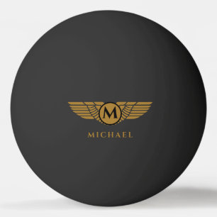 Angel Wings Vintag Golden Name Initial Monogram Tischtennisball