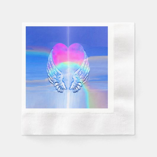Angel Wings wackelte um ein Herz Serviette (Vorderseite)