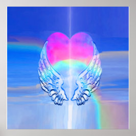 Angel Wings wackelte um ein Regenbogenherz Poster