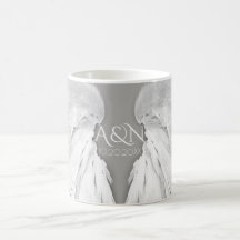 ANGEL WINGS Wedding Elegant Gray Initials