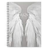 ANGEL WINGS Wedding Initials Elegant Gray Notizblock (Vorderseite)