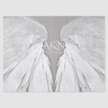 ANGEL WINGS Wedding Initials Elegant Gray