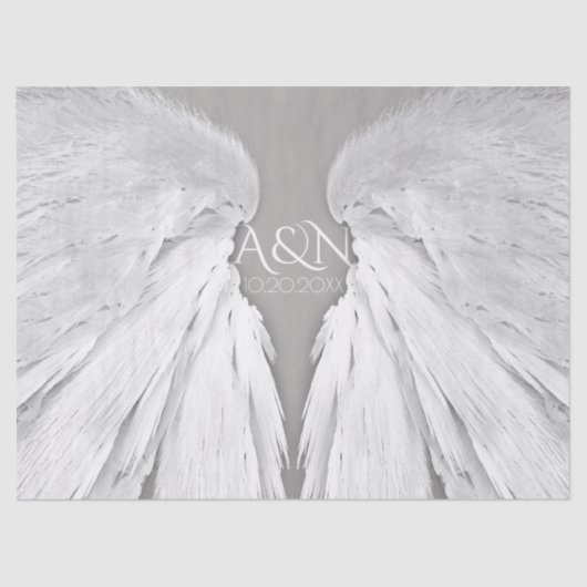 ANGEL WINGS Wedding Initials Elegant Gray Seidenpapier (Vorderseite)