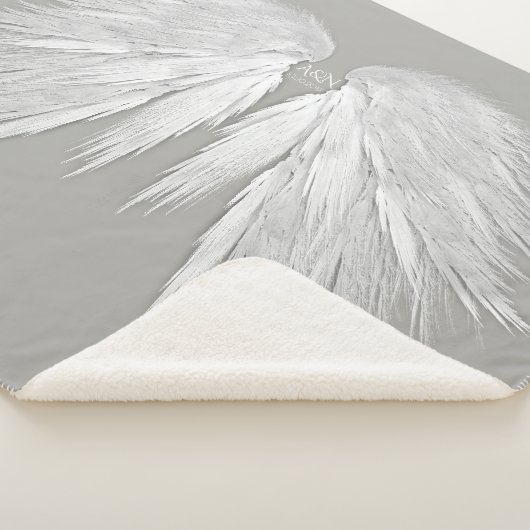 ANGEL WINGS Wedding Initials Elegant Gray Sherpadecke (3/4)