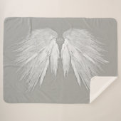 ANGEL WINGS Wedding Initials Elegant Gray Sherpadecke (Vorderseite (Horizontal))