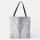 ANGEL WINGS Wedding Initials Elegant Gray Tasche (Vorderseite)