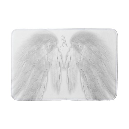 ANGEL WINGS White Custom Monogram Badematte (Vorderseite)
