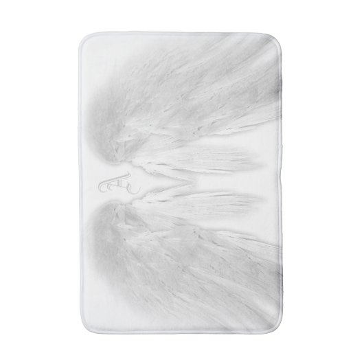 ANGEL WINGS White Custom Monogram Badematte (Vorderseite Vertikal)