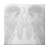 ANGEL WINGS White Custom Monogram Fliese (Vorderseite)