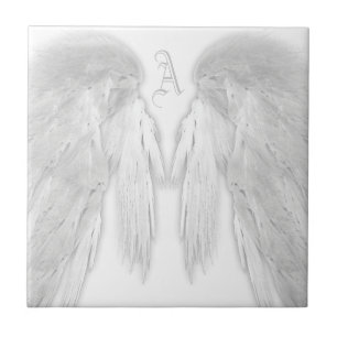 ANGEL WINGS White Custom Monogram Fliese