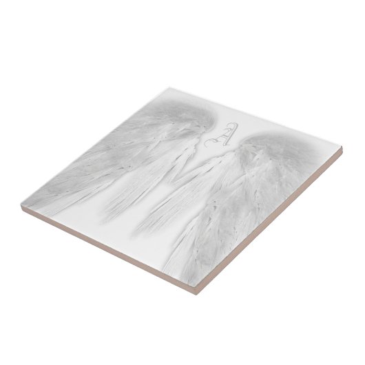 ANGEL WINGS White Custom Monogram Fliese (Seite)