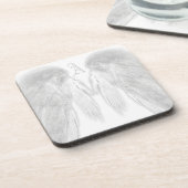 ANGEL WINGS White Custom Monogram Getränkeuntersetzer (Linke Seite)