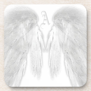 ANGEL WINGS White Custom Monogram Getränkeuntersetzer