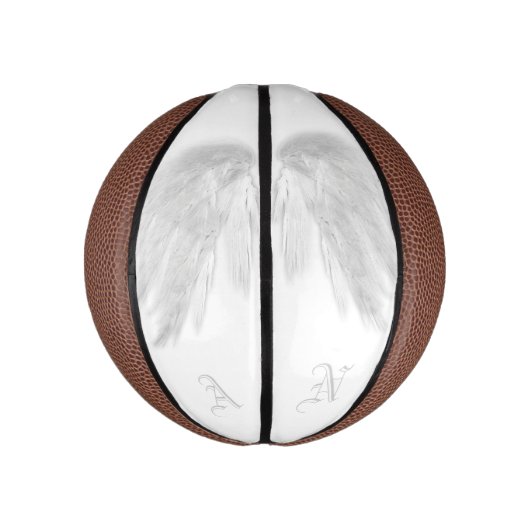 ANGEL WINGS White Custom Monogram Mini Basketball (Vertikal)