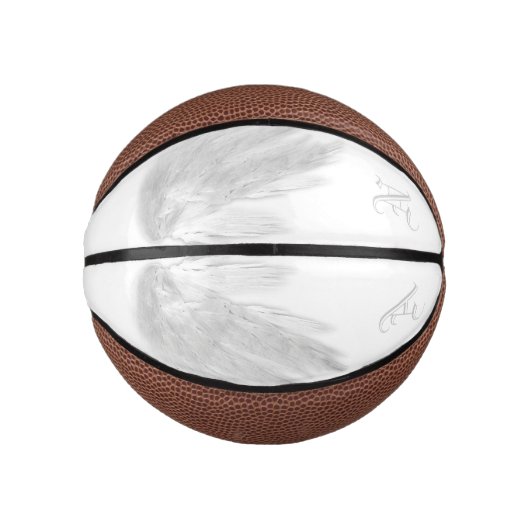 ANGEL WINGS White Custom Monogram Mini Basketball (Vorderseite)