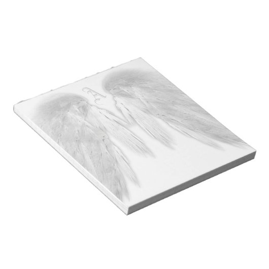 ANGEL WINGS White Custom Monogram Notizblock (angewinkelt)