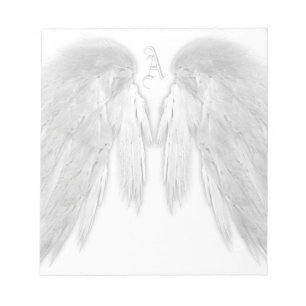 ANGEL WINGS White Custom Monogram Notizblock