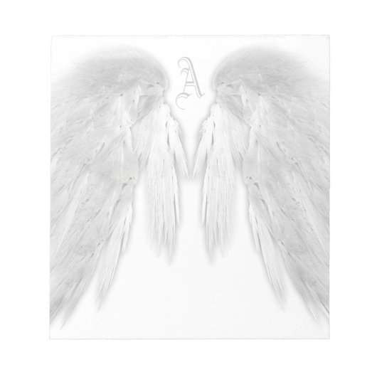 ANGEL WINGS White Custom Monogram Notizblock (Vorderseite)