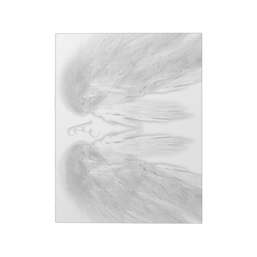 ANGEL WINGS White Custom Monogram Notizblock (Rotiert)