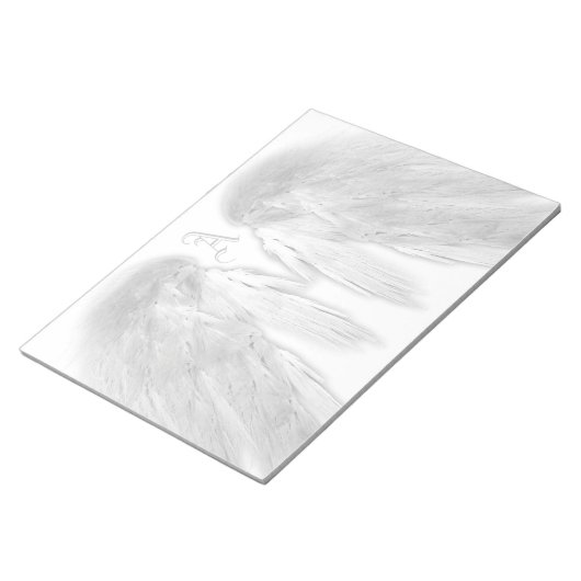 ANGEL WINGS White Custom Monogram Notizblock (angewinkelt)
